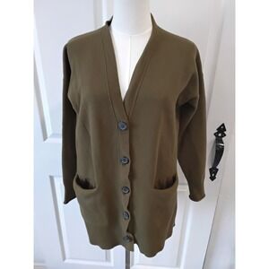 Madewell Olive‎ Green Long Cardigan Sweater Buttons Pockets Women S